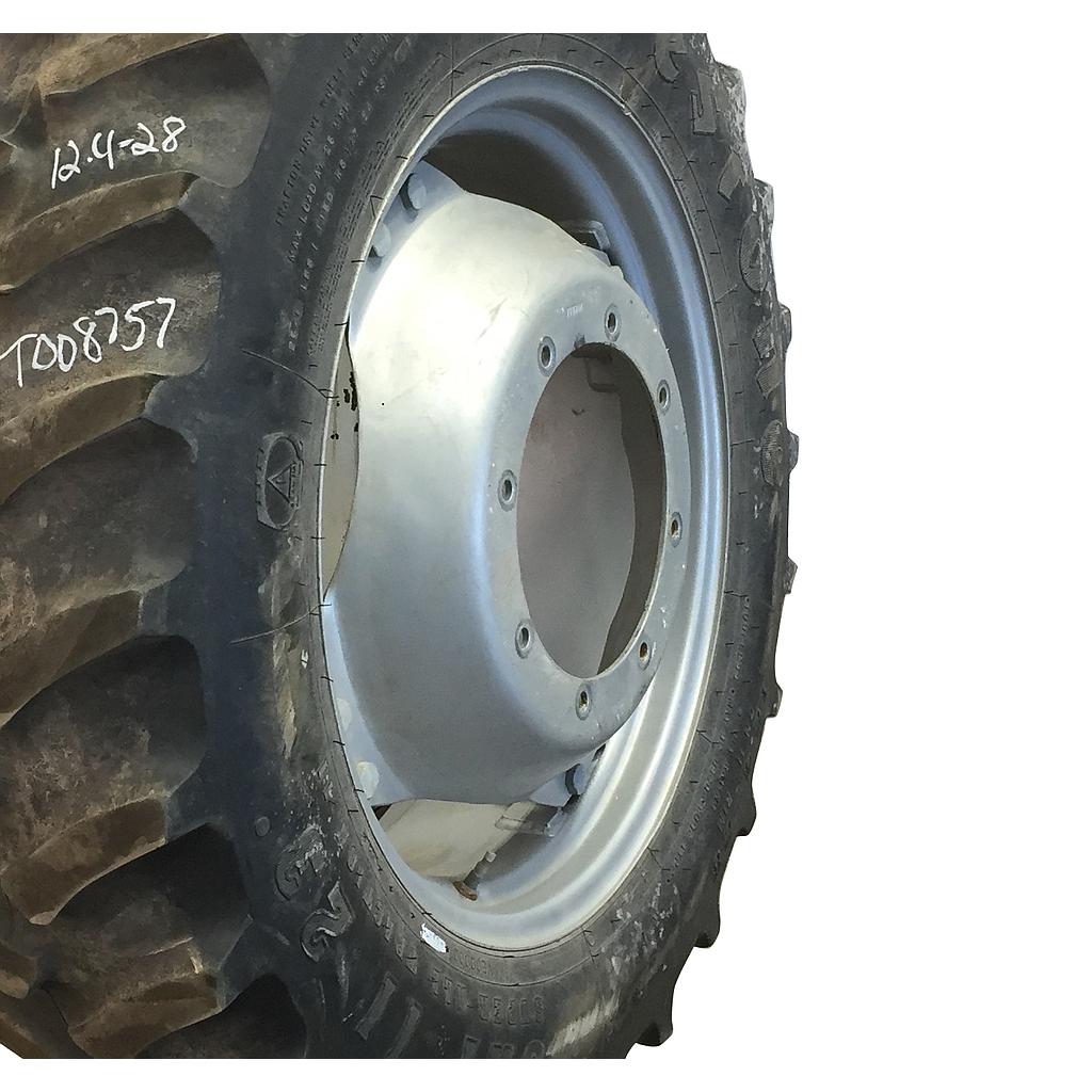 12"W x 28"D Rim with Clamp/Loop Style (groups of 2 bolts) Rim with 8-Hole Center, Case IH Silver Mist