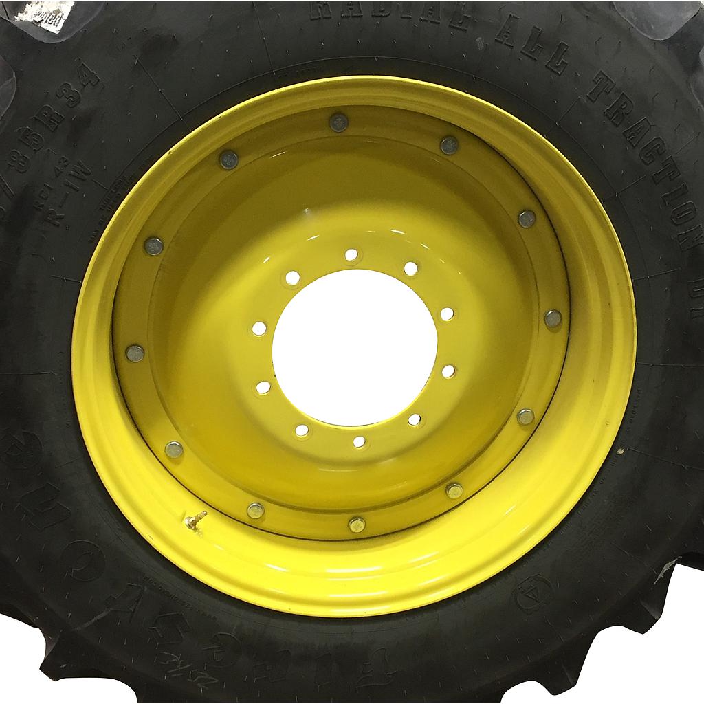 15"W x 34"D Stub Disc Rim with 10-Hole Center, John Deere Yellow