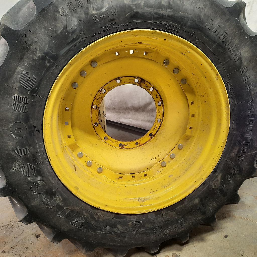 15"W x 34"D Waffle Wheel (Groups of 3 bolts) Rim with 12-Hole Center, John Deere Yellow