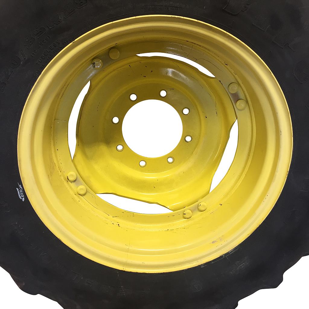 10"W x 28"D Stub Disc (groups of 2 bolts) Rim with 8-Hole Center, John Deere Yellow