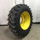 420/90R30 Firestone Radial All Traction FWD R-1 on John Deere Yellow 12-Hole Waffle Wheel (Groups of 3 bolts) 60%