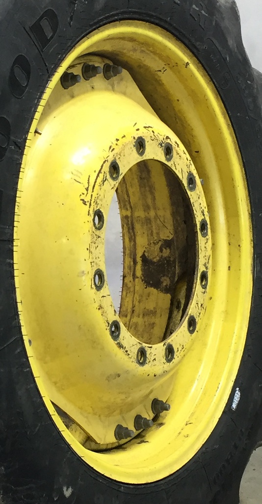 13"W x 34"D Waffle Wheel (Groups of 3 bolts) Rim with 12-Hole Center, John Deere Yellow