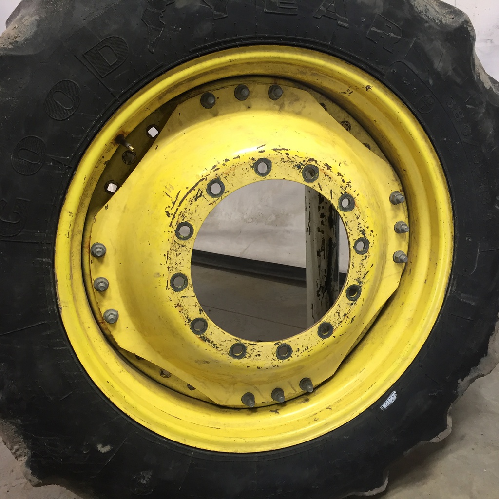 13"W x 34"D Waffle Wheel (Groups of 3 bolts) Rim with 12-Hole Center, John Deere Yellow