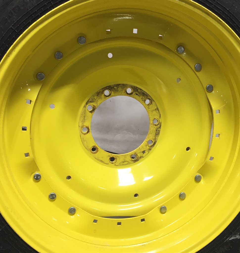 10"W x 42"D Waffle Wheel (Groups of 3 bolts) Rim with 10-Hole Center, John Deere Yellow