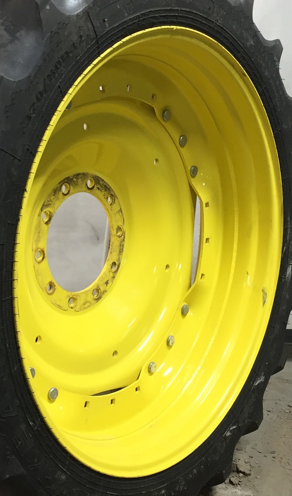 10"W x 42"D Waffle Wheel (Groups of 3 bolts) Rim with 10-Hole Center, John Deere Yellow