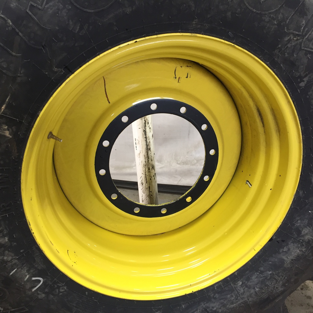 IF 580/80R34 Firestone Radial All Traction DT R-1W on John Deere Yellow 12-Hole Formed Plate 99%