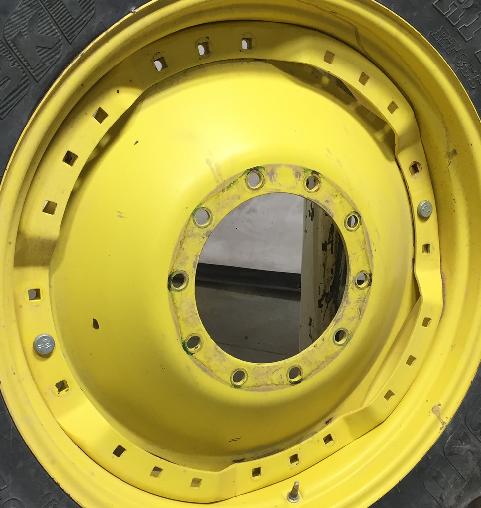 10"W x 34"D Waffle Wheel (Groups of 3 bolts) Rim with 10-Hole Center, John Deere Yellow