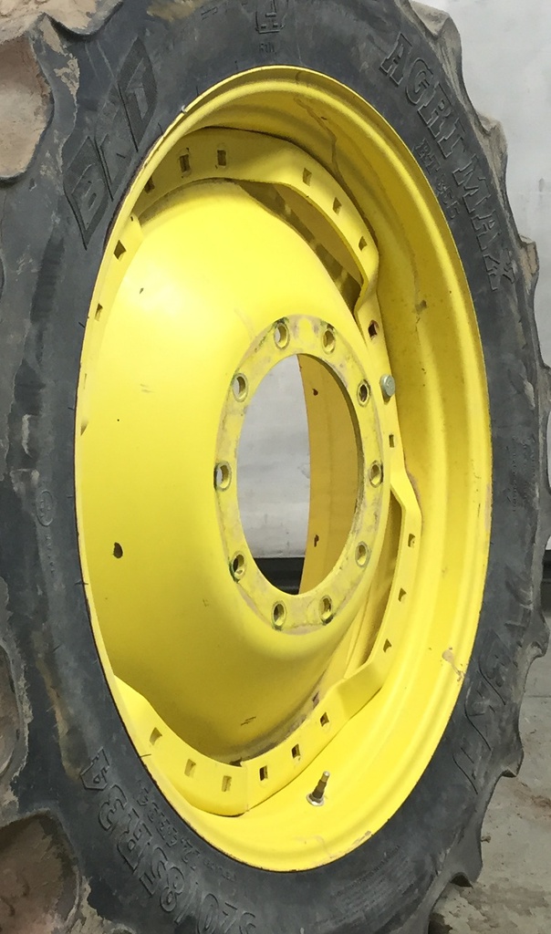 10"W x 34"D Waffle Wheel (Groups of 3 bolts) Rim with 10-Hole Center, John Deere Yellow