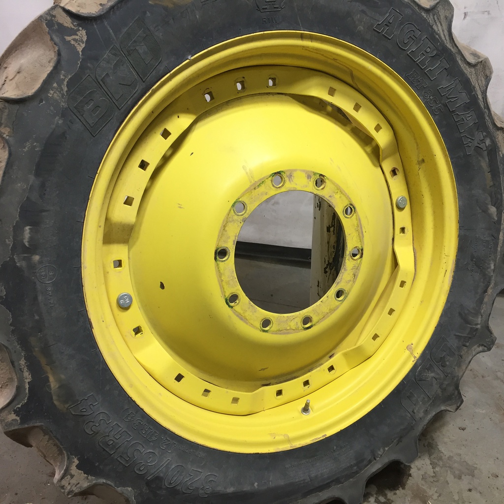 10"W x 34"D Waffle Wheel (Groups of 3 bolts) Rim with 10-Hole Center, John Deere Yellow