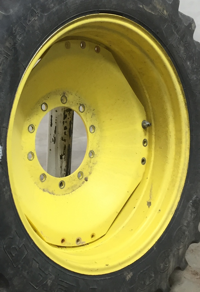 10"W x 34"D Waffle Wheel (Groups of 3 bolts) Rim with 10-Hole Center, John Deere Yellow