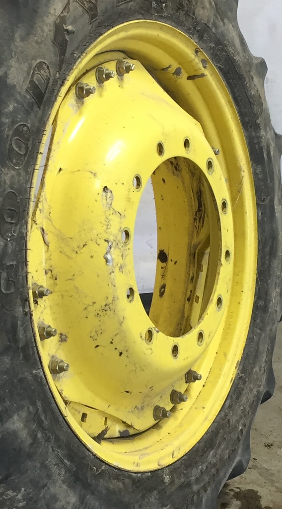 10"W x 34"D Waffle Wheel (Groups of 3 bolts) Rim with 12-Hole Center, John Deere Yellow