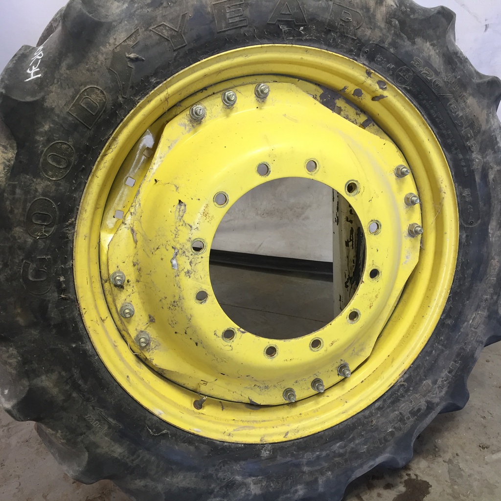 10"W x 34"D Waffle Wheel (Groups of 3 bolts) Rim with 12-Hole Center, John Deere Yellow