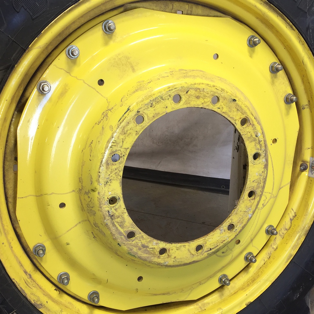 10"W x 38"D Waffle Wheel (Groups of 3 bolts) Rim with 12-Hole Center, John Deere Yellow