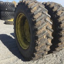 18.4/R42 Firestone Radial All Traction 23 R-1 on John Deere Yellow 10-Hole Straddle Dual 75%