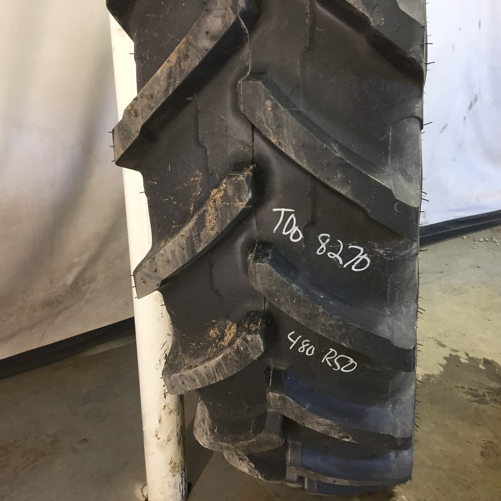 480/80R50 Michelin AgriBib 2 R-1W on Case IH Silver Mist 10-Hole Formed Plate W/Weight Holes 99%