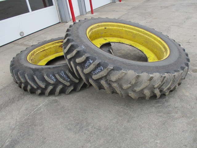 14.9/R46 Goodyear Farm Dyna Torque Radial R-1 on John Deere Yellow 12-Hole Stub Disc 65%