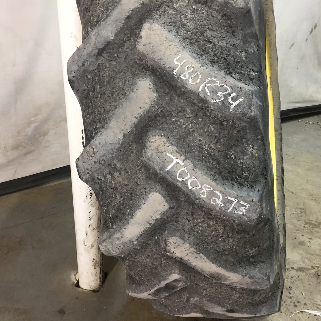 480/70R34 Goodyear Farm DT810 Super Traction R-1W on John Deere Yellow 12-Hole Waffle Wheel (Groups of 3 bolts) 20%
