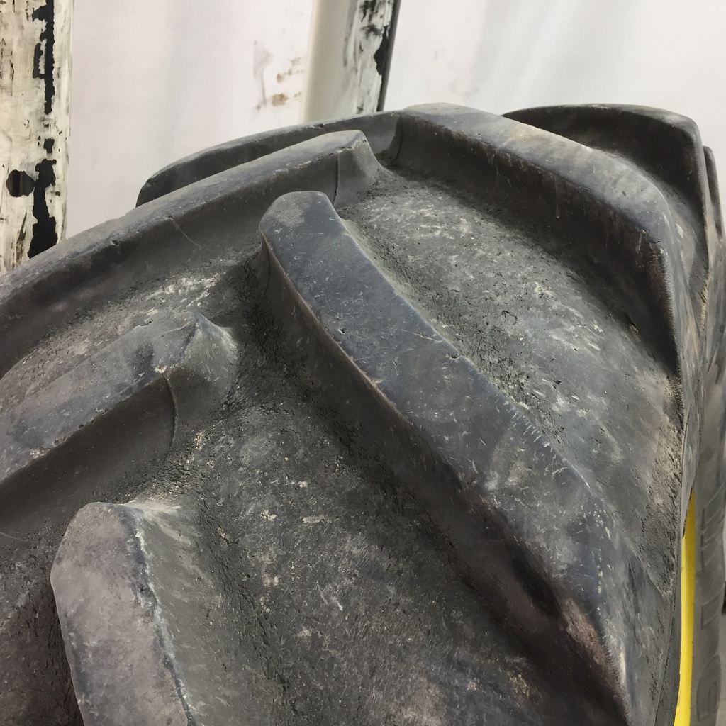 480/70R34 Michelin OmniBib R-1W on John Deere Yellow 10-Hole Waffle Wheel (Groups of 3 bolts) 60%