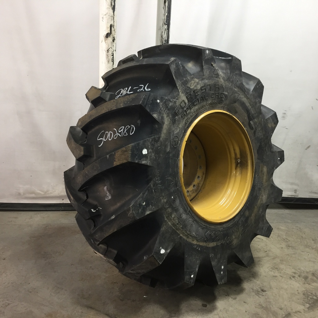 28/L-26 Firestone Forestry Special With CRC LS-2 on Cat Yellow 16-Hole Formed Plate 99%