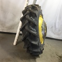 18.4/-38 Firestone Champion Spade Grip R-2 on John Deere Yellow 10-Hole Dolly Dual 80%