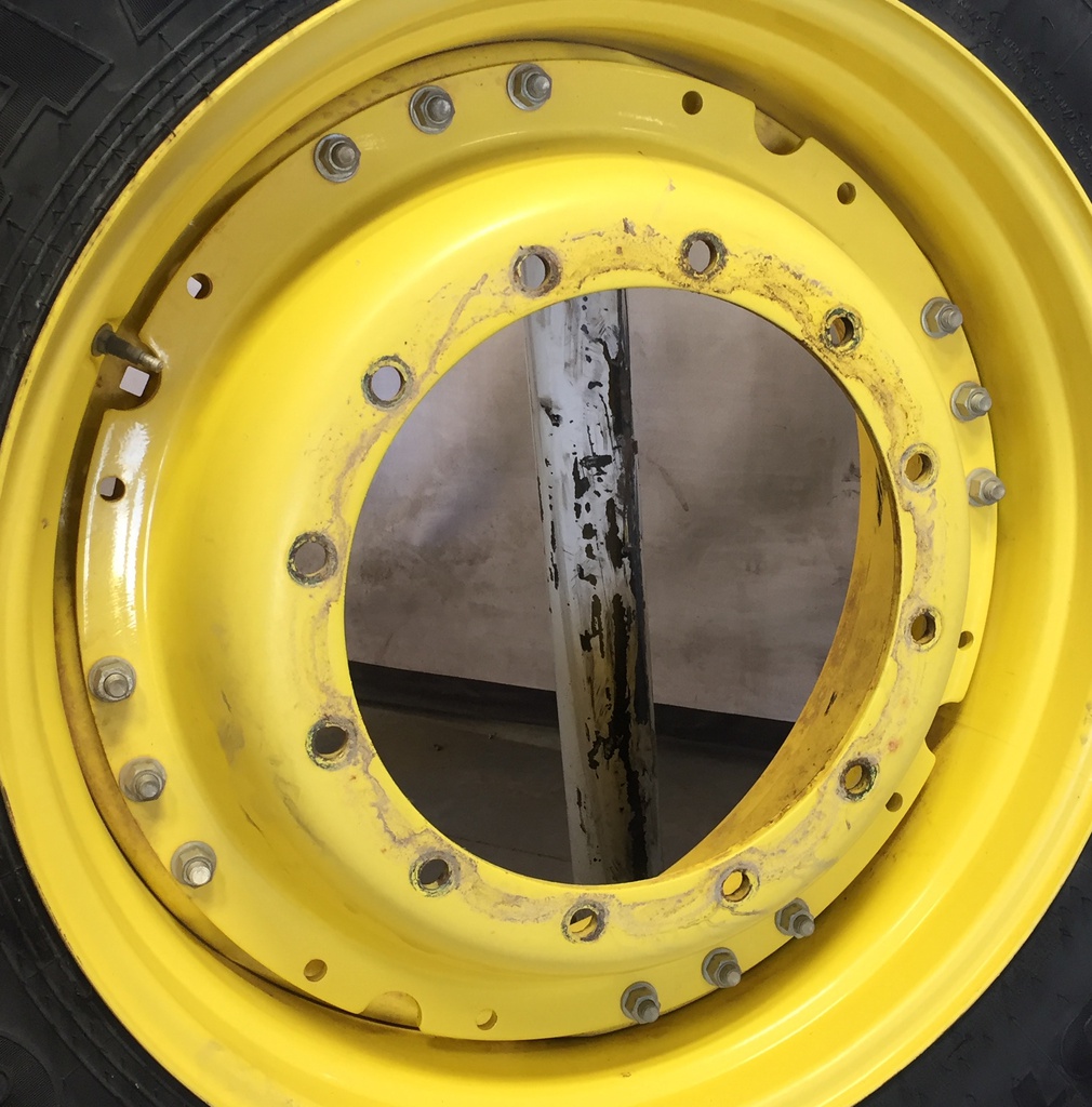 15"W x 34"D Waffle Wheel (Groups of 3 bolts) Rim with 12-Hole Center, John Deere Yellow