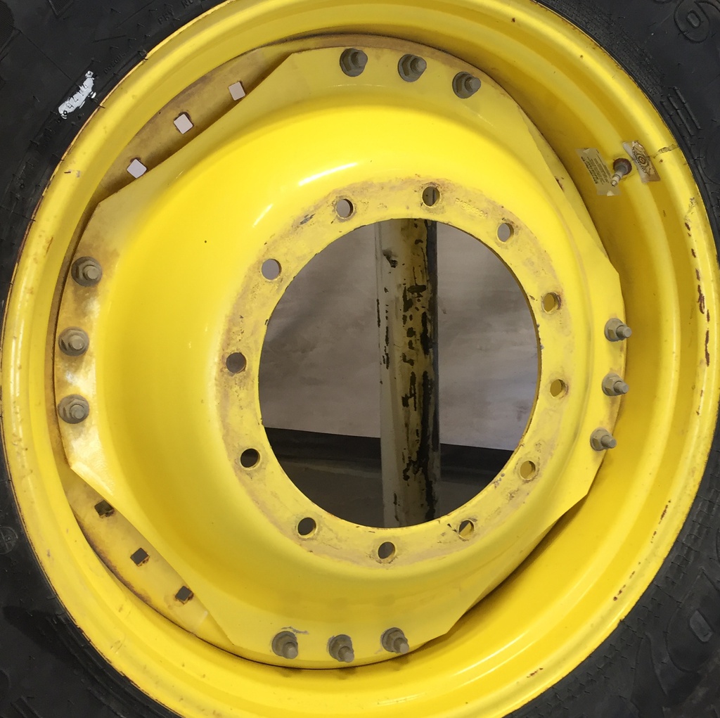 15"W x 34"D Waffle Wheel (Groups of 3 bolts) Rim with 12-Hole Center, John Deere Yellow