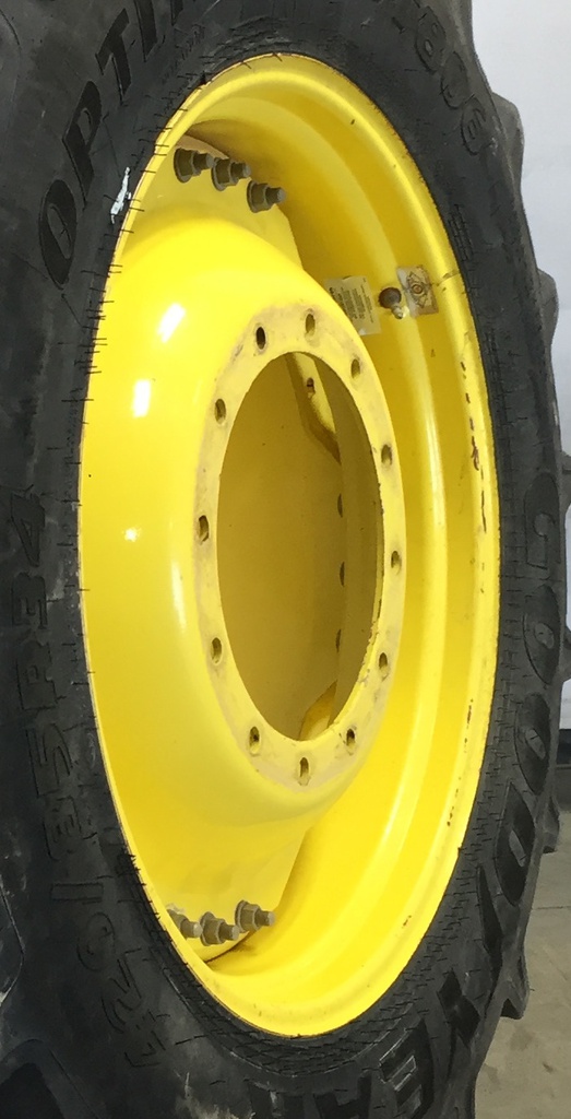 15"W x 34"D Waffle Wheel (Groups of 3 bolts) Rim with 12-Hole Center, John Deere Yellow