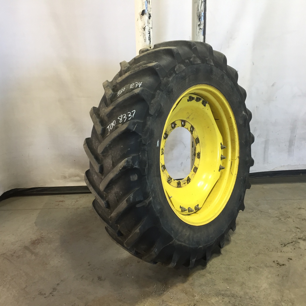 13"W x 34"D Waffle Wheel (Groups of 3 bolts) Rim with 12-Hole Center, John Deere Yellow