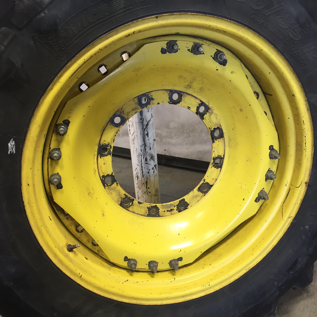 13"W x 34"D Waffle Wheel (Groups of 3 bolts) Rim with 12-Hole Center, John Deere Yellow