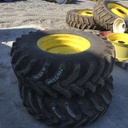 16.9/R26 Firestone Radial All Traction FWD R-1 on John Deere Yellow 8-Hole Stamped Plate 75%