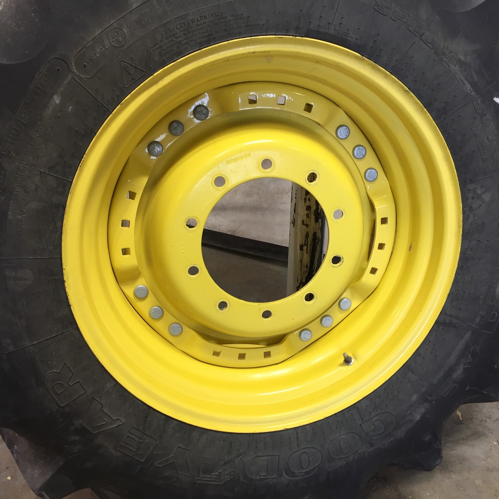 15"W x 30"D Waffle Wheel (Groups of 3 bolts) Rim with 10-Hole Center, John Deere Yellow