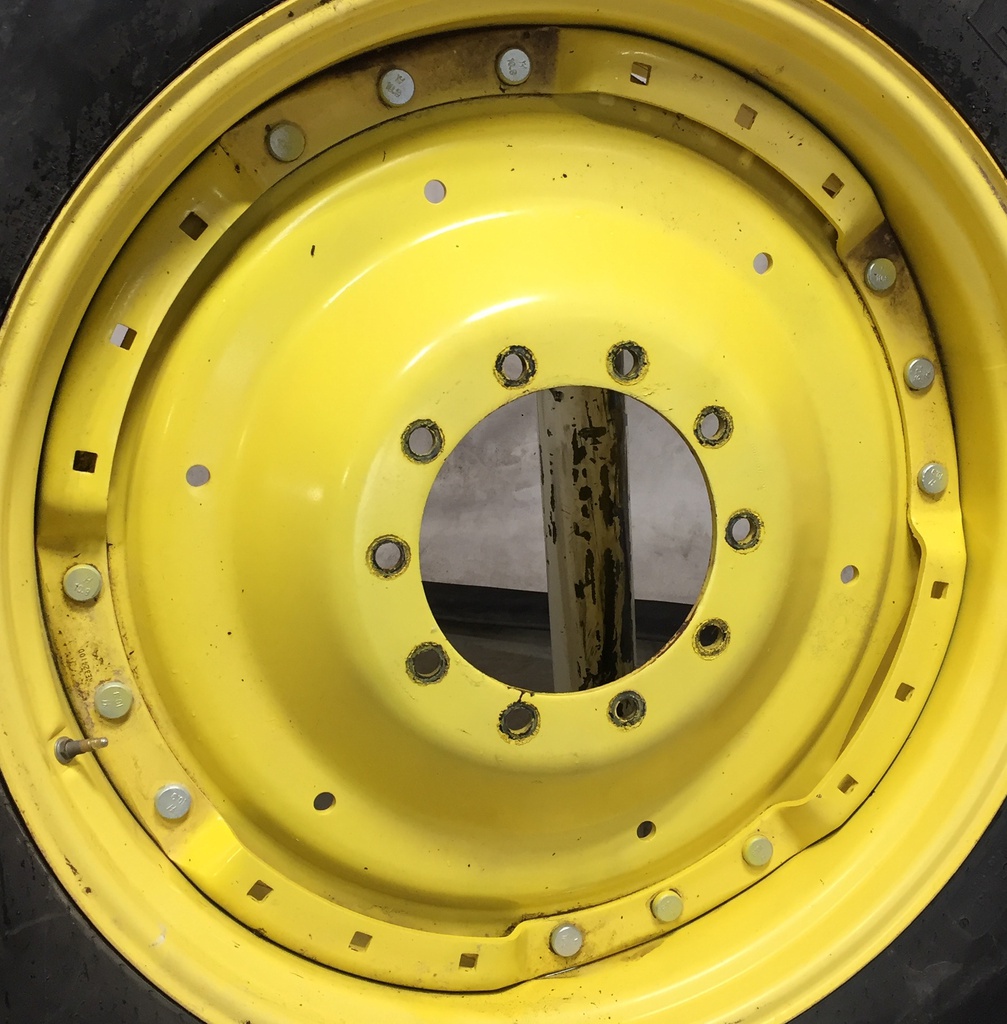 12"W x 38"D Waffle Wheel (Groups of 3 bolts) Rim with 10-Hole Center, John Deere Yellow