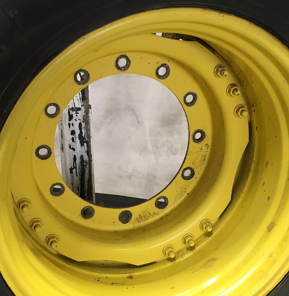 18"W x 28"D Waffle Wheel (Groups of 3 bolts) Rim with 12-Hole Center, John Deere Yellow