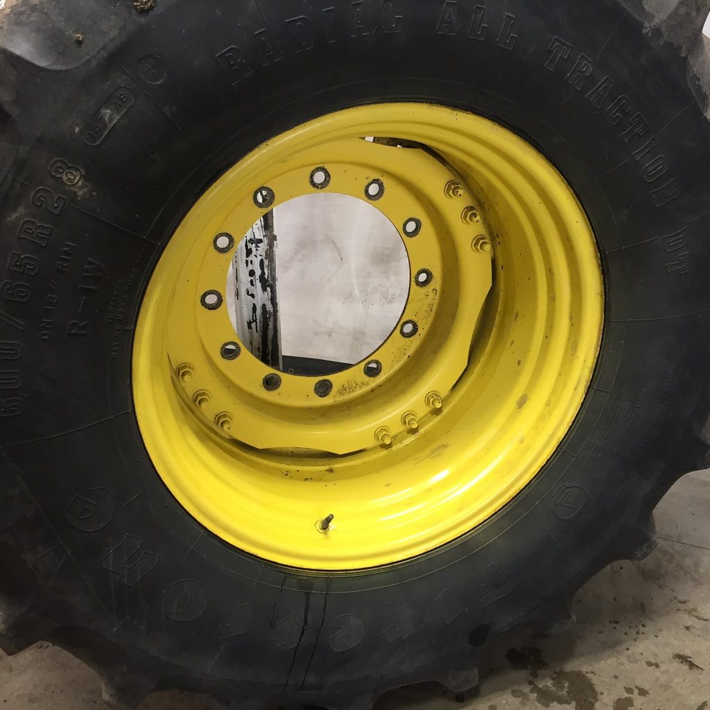 18"W x 28"D Waffle Wheel (Groups of 3 bolts) Rim with 12-Hole Center, John Deere Yellow