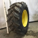 710/70R38 Firestone Radial All Traction DT R-1W on John Deere Yellow 10-Hole Formed Plate W/Weight Holes 45%