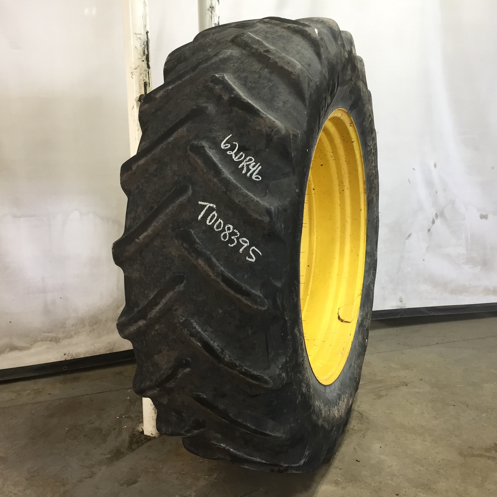 620/70R46 BKT Tires Agrimax RT 765 R-1W on John Deere Yellow 12-Hole Stub Disc 25%