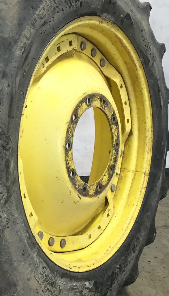 10"W x 34"D Waffle Wheel (Groups of 3 bolts) Rim with 10-Hole Center, John Deere Yellow