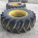 23.1/-34 Firestone Traction Field & Road R-1 on John Deere Yellow 0-Hole Flat Base Deep Drop Ag 20%