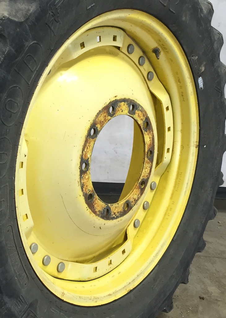 10"W x 34"D Waffle Wheel (Groups of 3 bolts) Rim with 10-Hole Center, John Deere Yellow