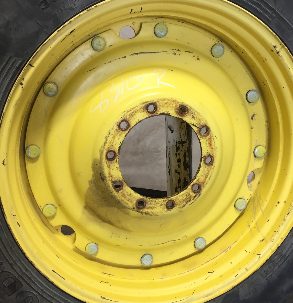 12"W x 38"D Waffle Wheel (Groups of 3 bolts) Rim with 10-Hole Center, John Deere Yellow