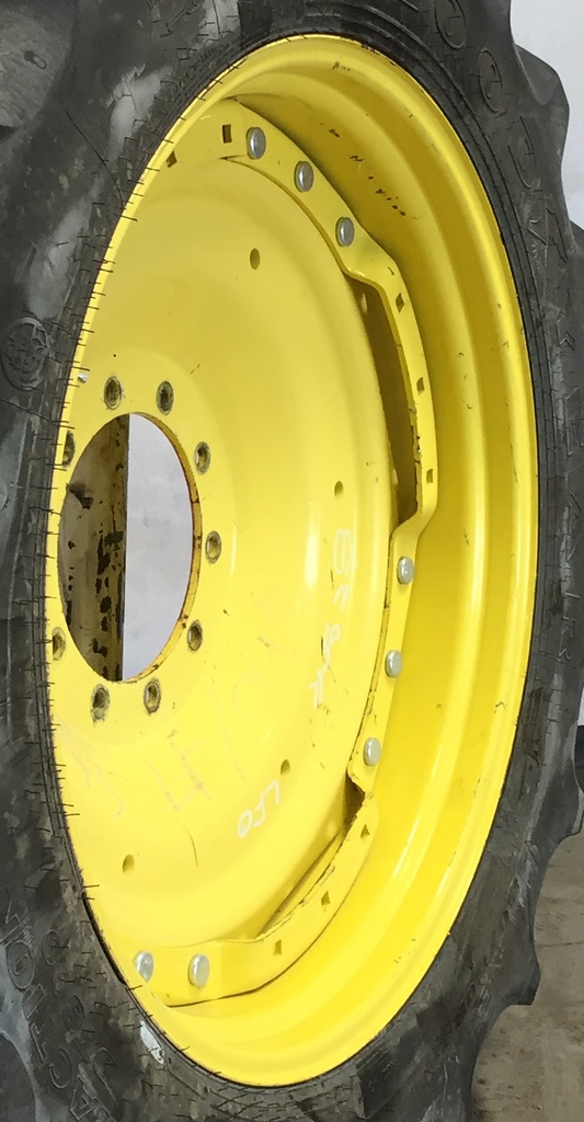 12"W x 38"D Waffle Wheel (Groups of 3 bolts) Rim with 10-Hole Center, John Deere Yellow