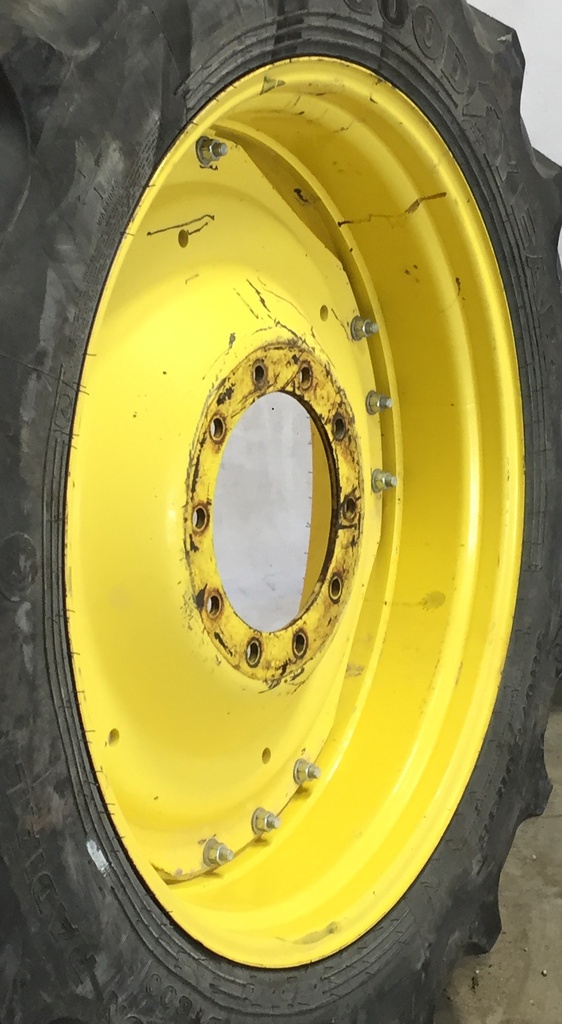 12"W x 38"D Waffle Wheel (Groups of 3 bolts) Rim with 10-Hole Center, John Deere Yellow