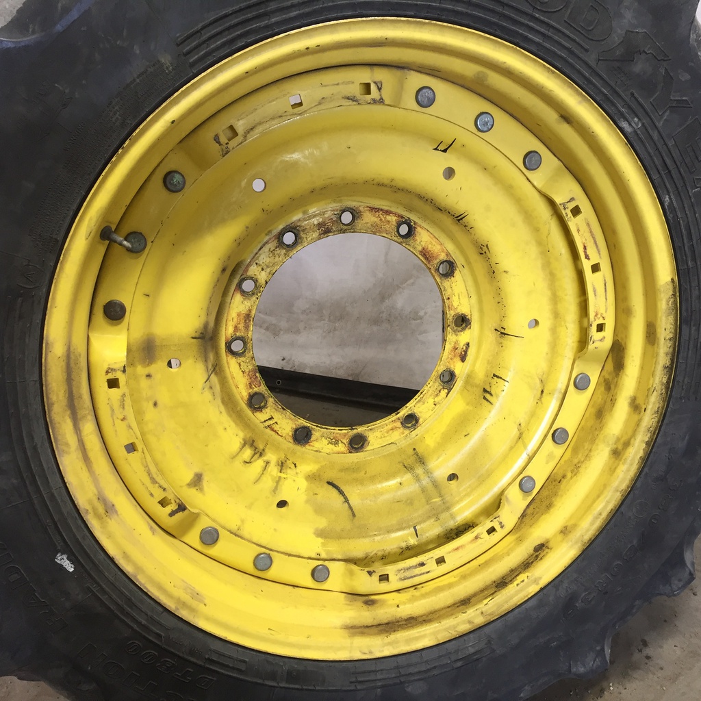 12"W x 38"D Waffle Wheel (Groups of 3 bolts) Rim with 12-Hole Center, John Deere Yellow