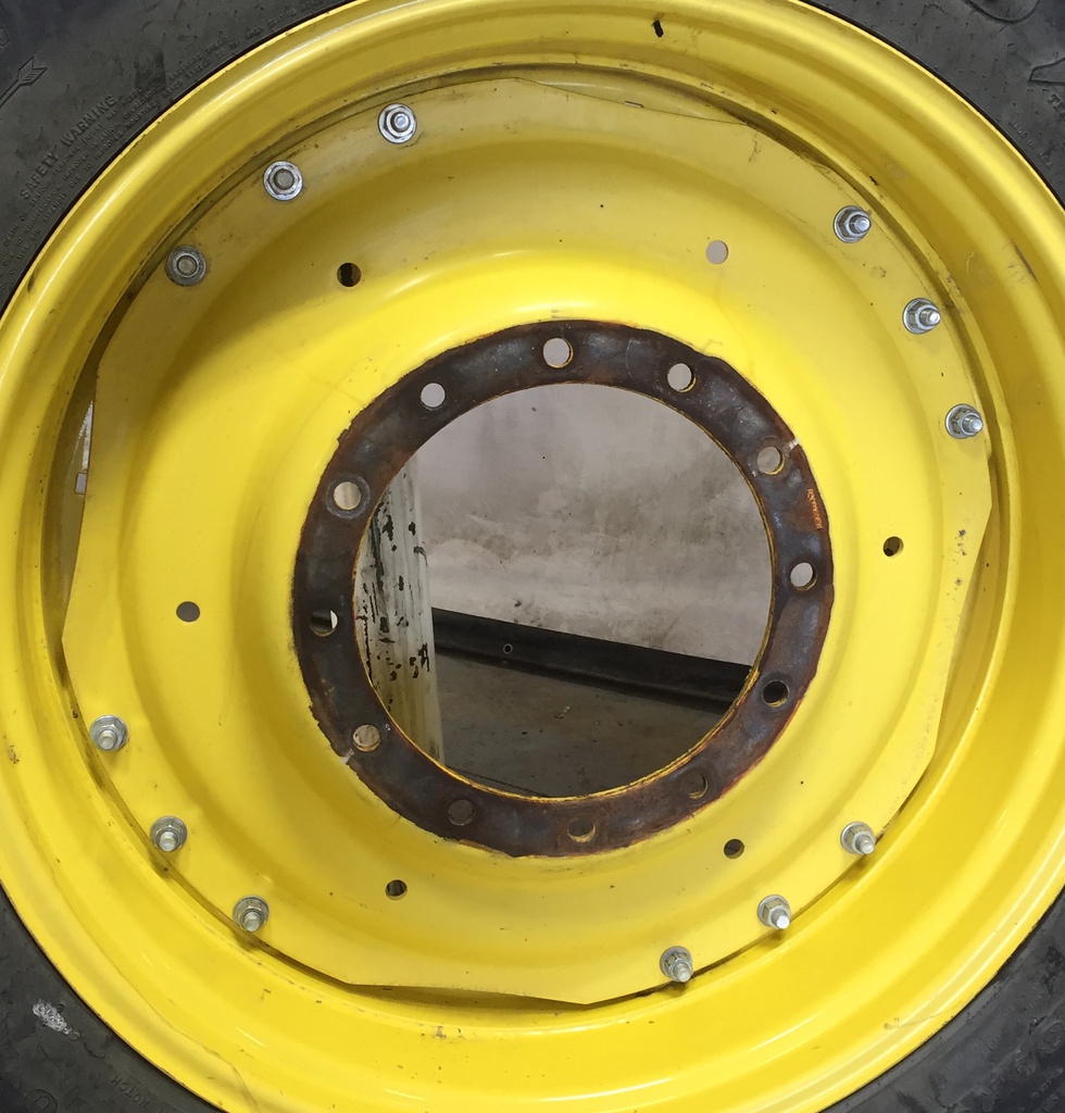 12"W x 38"D Waffle Wheel (Groups of 3 bolts) Rim with 12-Hole Center, John Deere Yellow