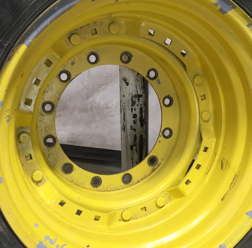 15"W x 30"D Waffle Wheel (Groups of 3 bolts)/Waffle Wheel (Groups of 2 bolts) Rim with 12-Hole Center, John Deere Yellow