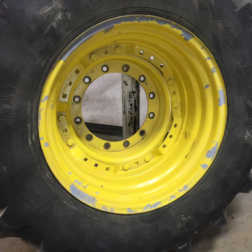 15"W x 30"D Waffle Wheel (Groups of 3 bolts)/Waffle Wheel (Groups of 2 bolts) Rim with 12-Hole Center, John Deere Yellow