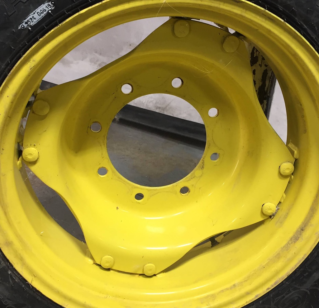 8"W x 24"D Rim with Clamp/Loop Style (groups of 2 bolts) Rim with 8-Hole Center, John Deere Yellow