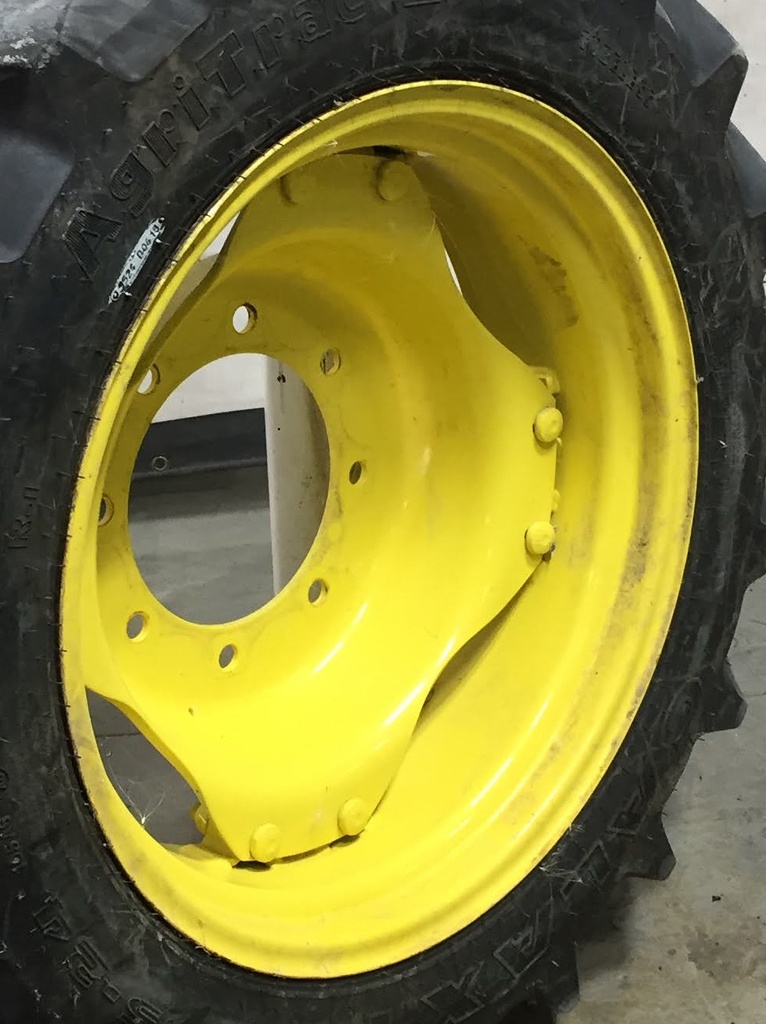 8"W x 24"D Rim with Clamp/Loop Style (groups of 2 bolts) Rim with 8-Hole Center, John Deere Yellow