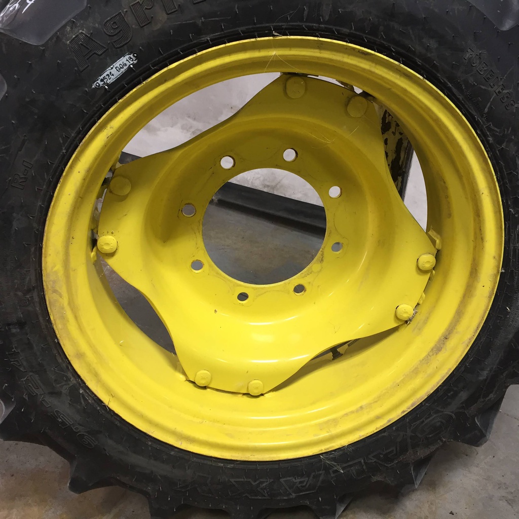 8"W x 24"D Rim with Clamp/Loop Style (groups of 2 bolts) Rim with 8-Hole Center, John Deere Yellow