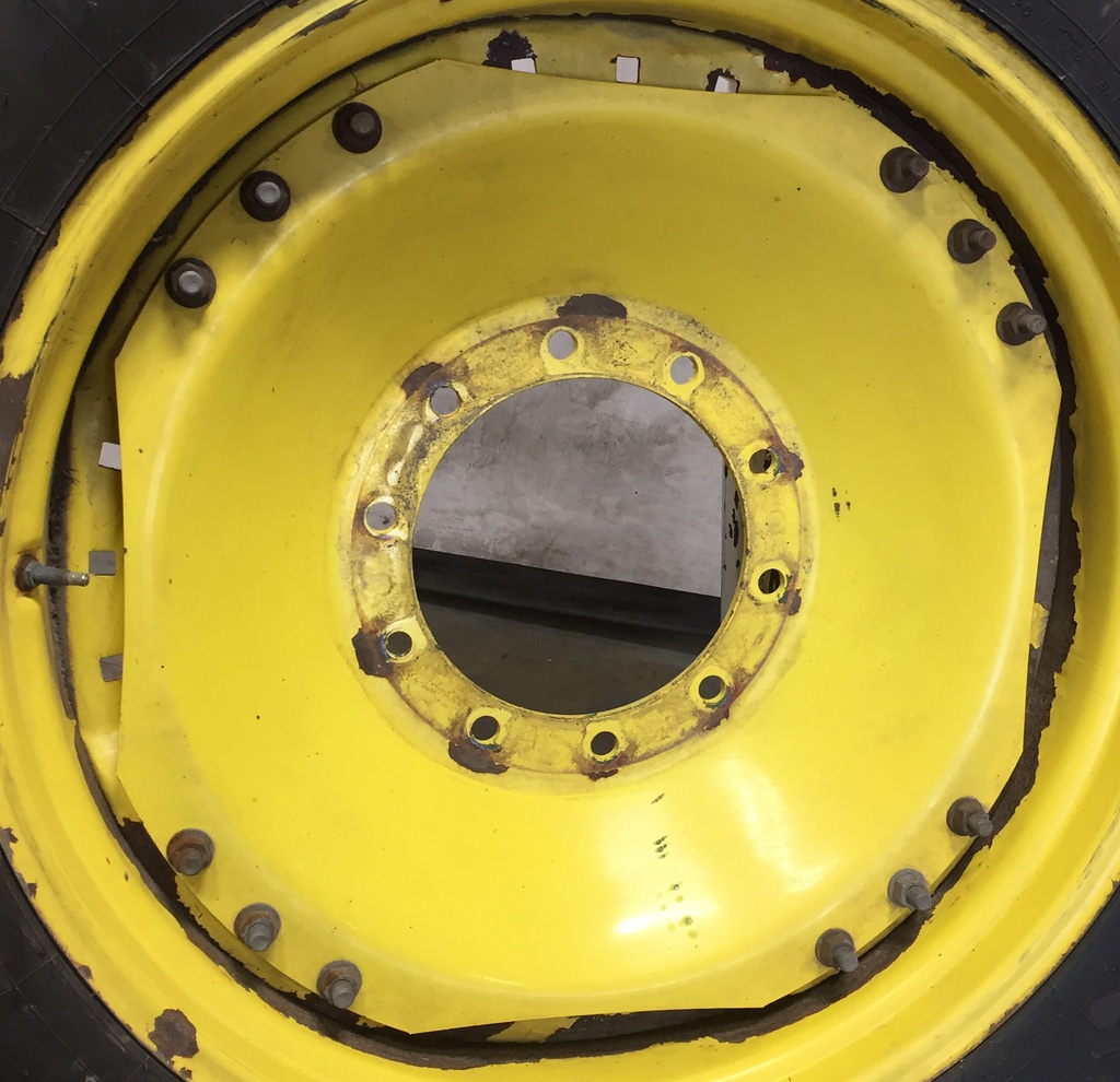 13"W x 34"D Waffle Wheel (Groups of 3 bolts) Rim with 10-Hole Center, John Deere Yellow